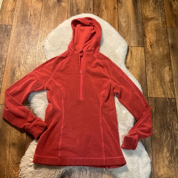 Zella Tops - Zella Active Hoodie Pullover Top Size Small Salmon 1/4 Zip Thumb Hole Long Slve